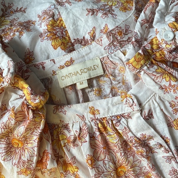 Cynthia Rowley Orange and Pink Smocked 3/4 Sleeve Blouse - Picture 2 of 4